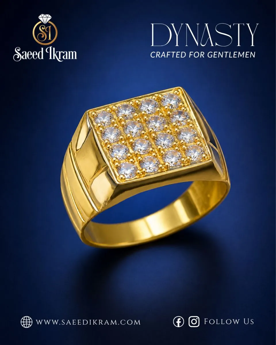 Contemporary Mens Gold Ring